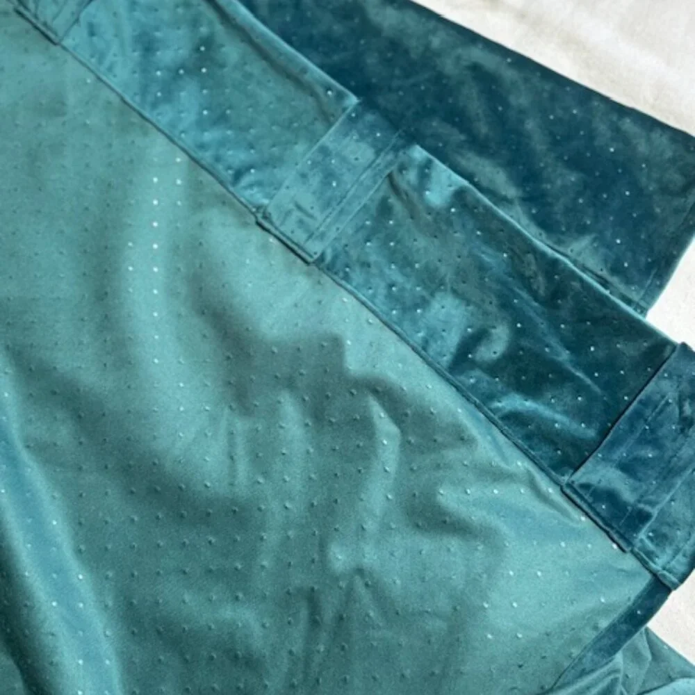 Anthropologie Teal Velvet Curtains - Picture 7 of 7